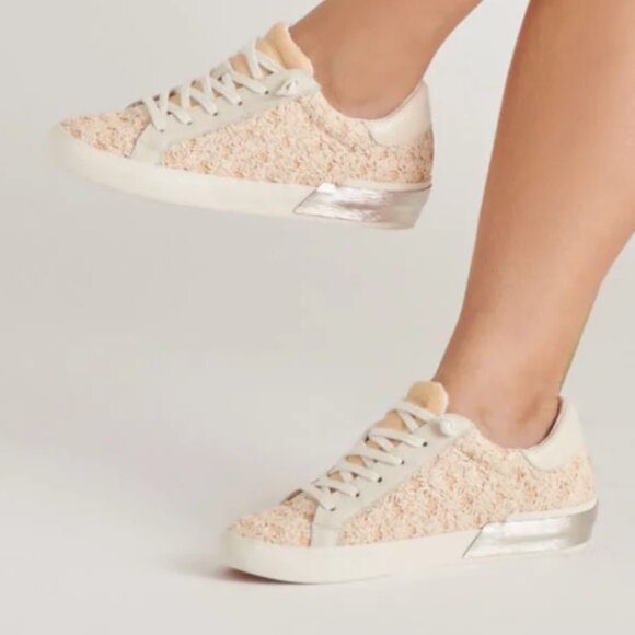 NEW DOLCE VITA  Floral Sneakers Creme Floral Raffia $139 RETAIL  2510 3T7 - Picture 1 of 9